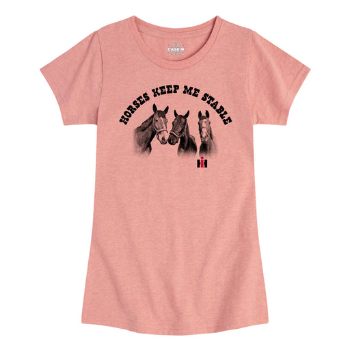 International Harvester™ - Horses Keep Me Stable - Youth & Toddler Girls Short Sleeve T-Shirt