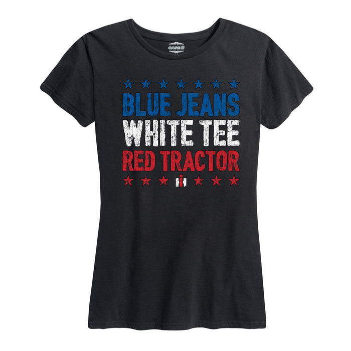 International Harvester™ - Blue Jeans White Tee Red Tractor - Women's Short Sleeve T-Shirt