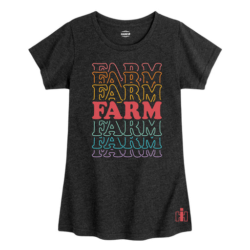 International Harvester™ - Rainbow Stacked Farm - Youth & Toddler Girls Short Sleeve T-Shirt