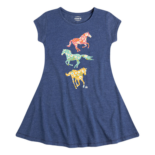 International Harvester™ - Patterned Filled Horses - Youth & Toddler Fit and Flare Dress