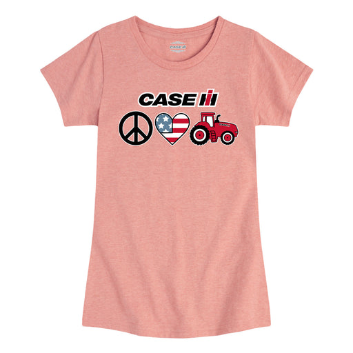 Case IH Peace Love Tractor Girls Short Sleeve Tee