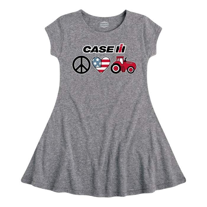 Peace Love Tractor Kids Fit and Flare Dress