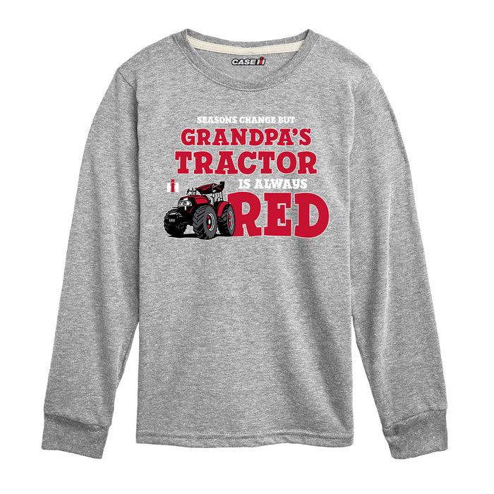 Seasons Change Grandpa Tractor Kids Long Sleeve Tee