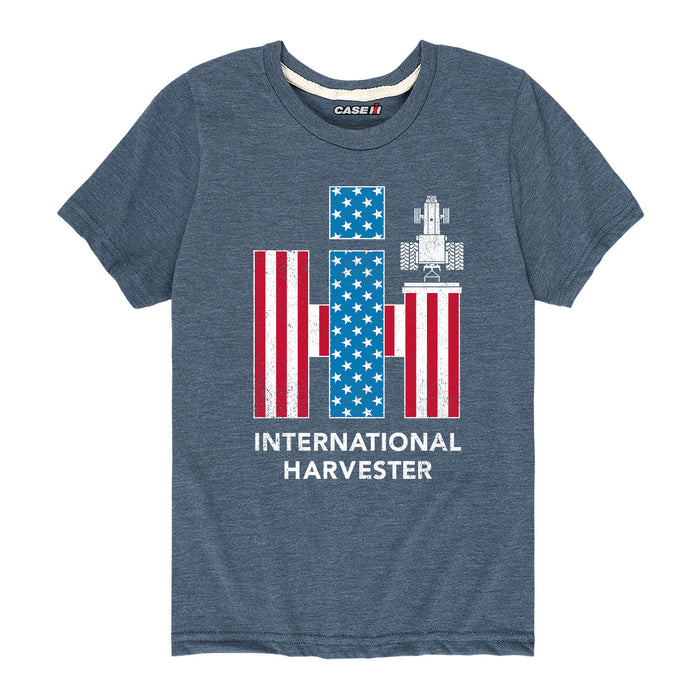 IH Logo American Flag Combine Boys Short Sleeve Tee