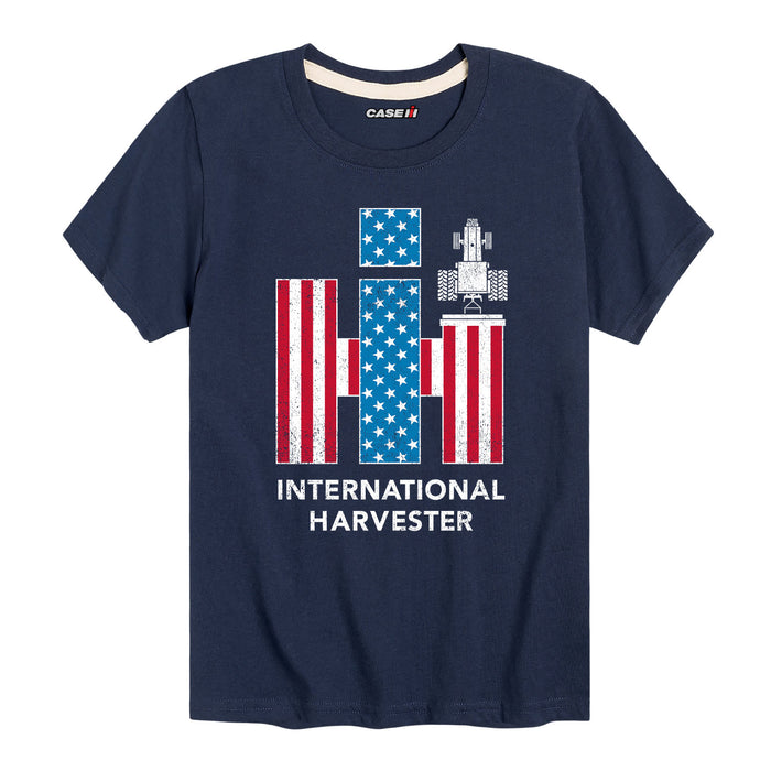 IH Logo American Flag Combine Boys Short Sleeve Tee