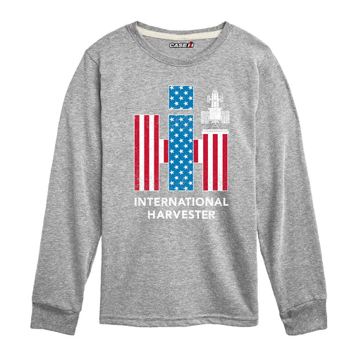 IH Logo American Flag Combine Kids Long Sleeve Tee