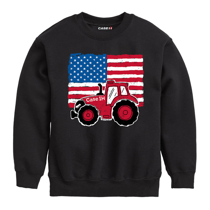 American Flag and Tractor Kids Crew Fleece