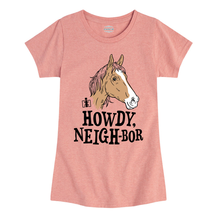 Howdy Neigh-bor Horse Kids Fitted Short Sleeve Tee
