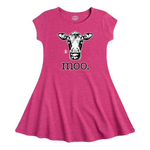 Moo Closeup Cow Girls Fit and Flare Dress