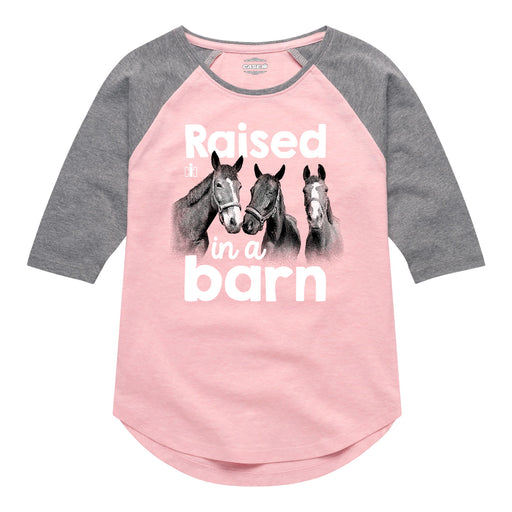 Raised in a Barn Girls Raglan