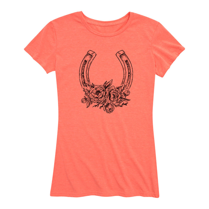 Horseshoe With Flowers - Women's Short Sleeve T-Shirt