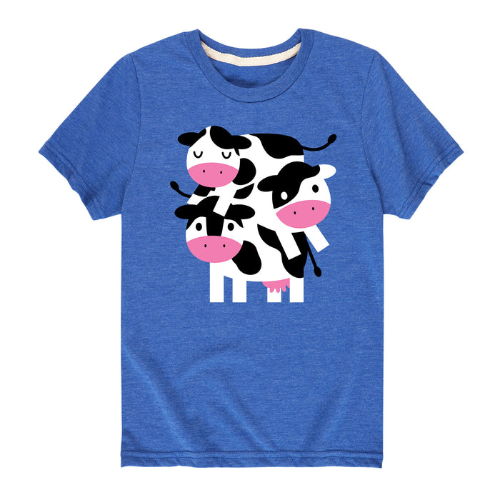Stacked Cows-Youth Short Sleeve T-Shirt