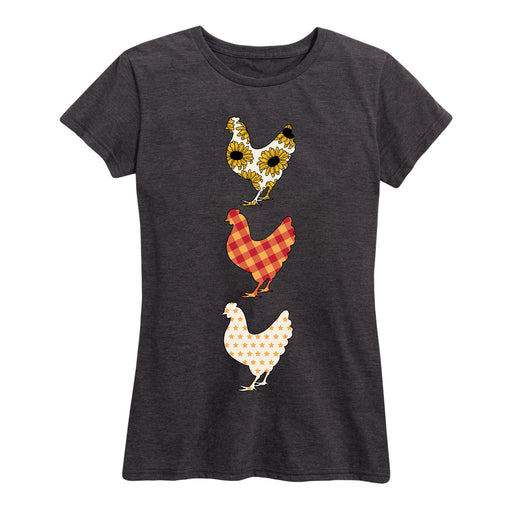 Fall Patterned Stacked Chickens - Women's Short Sleeve T-Shirt