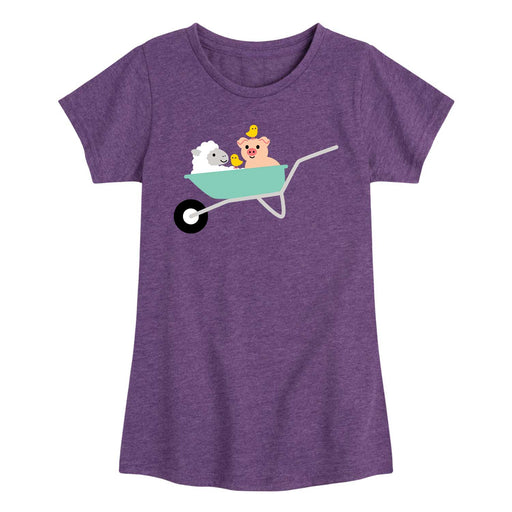 Wheelbarrow With Animals - Youth & Toddler Girls Short Sleeve T-Shirt