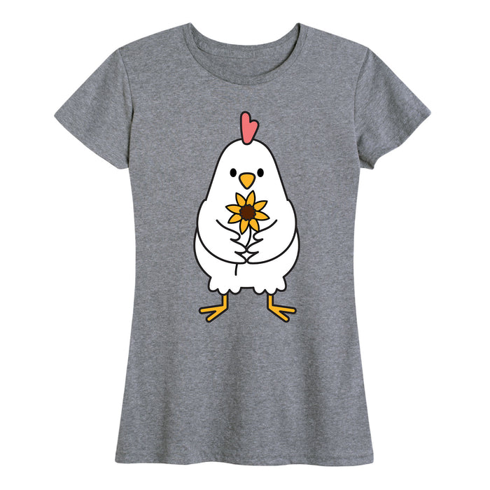 Chicken Holding Sunflower - Women's Short Sleeve T-Shirt